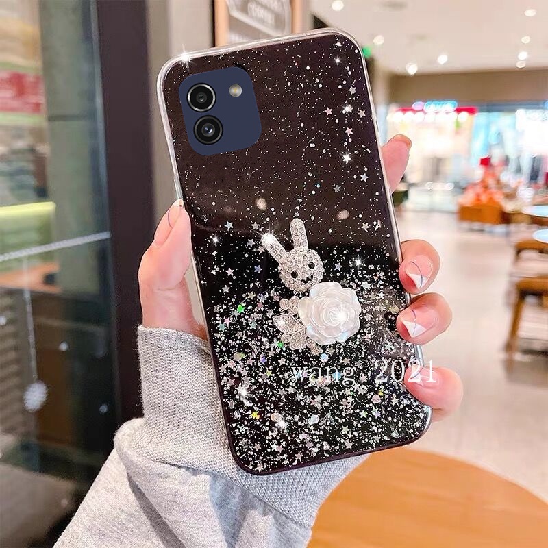 Ốp Điện Thoại Tpu Dẻo Trong Suốt Kim Tuyến Hình Thỏ Nhiều Màu Cho Samsung Galaxy A03 S22 S21 FE 5G + Ultra 5G