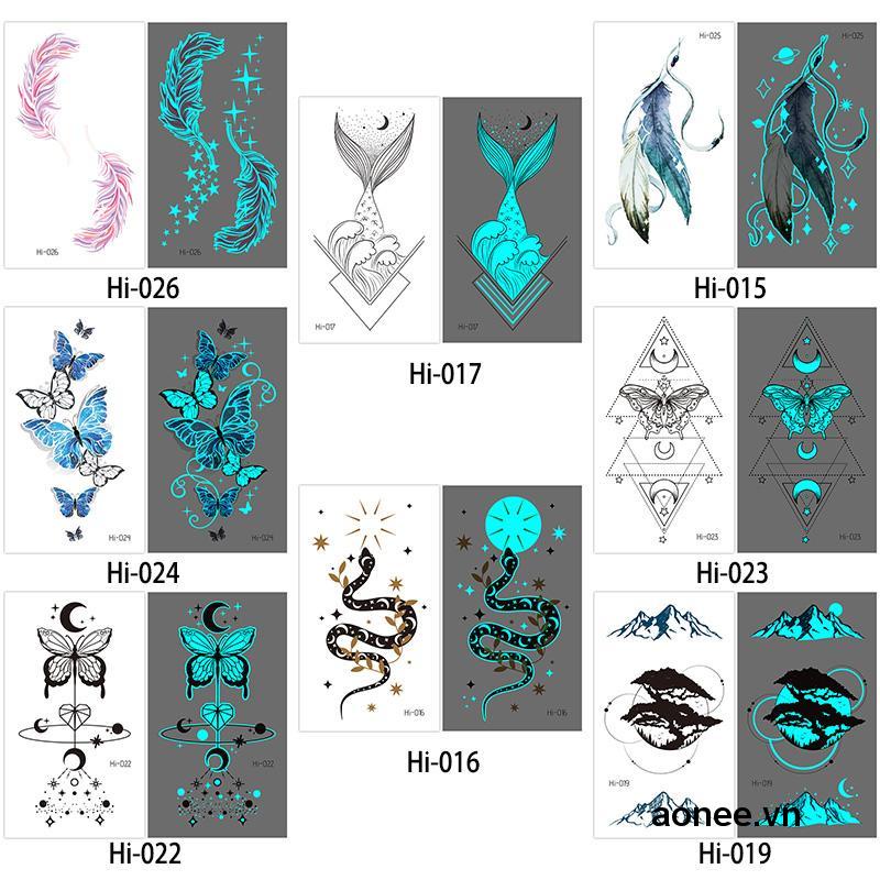 ✨✨Miếng Dán Hình Xăm Dạ Quang Màu Xanh Dương Độc Đáo Dùng Trang Trí