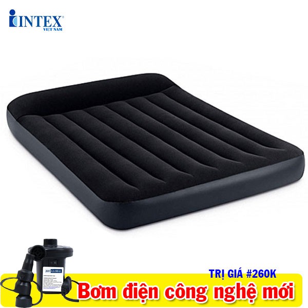 Đệm hơi hơi đôi rộng 1m37 công nghệ kèm gối đầu INTEX 64142