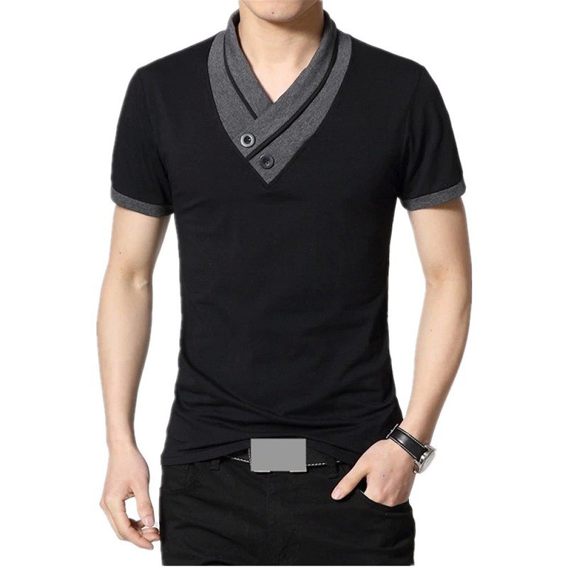 Áo thun ngắn tay cổ chữ V thanh lịch cho nam