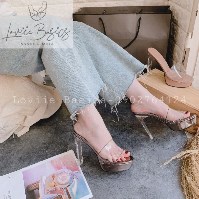GUỐC NỮ LOVIIEBASICS ĐẾ ĐÚP - GUỐC CAO GÓT TRONG SUỐT 12 PHÂN QUAI TRONG D191279