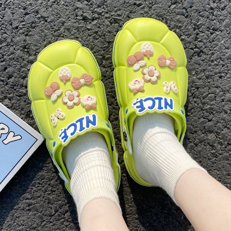 Dép Quai Ngang Đế Dày Chống Trượt Chzk HQ085 Họa Tiết Hoạt Hình Dễ Thương Cho Nữ