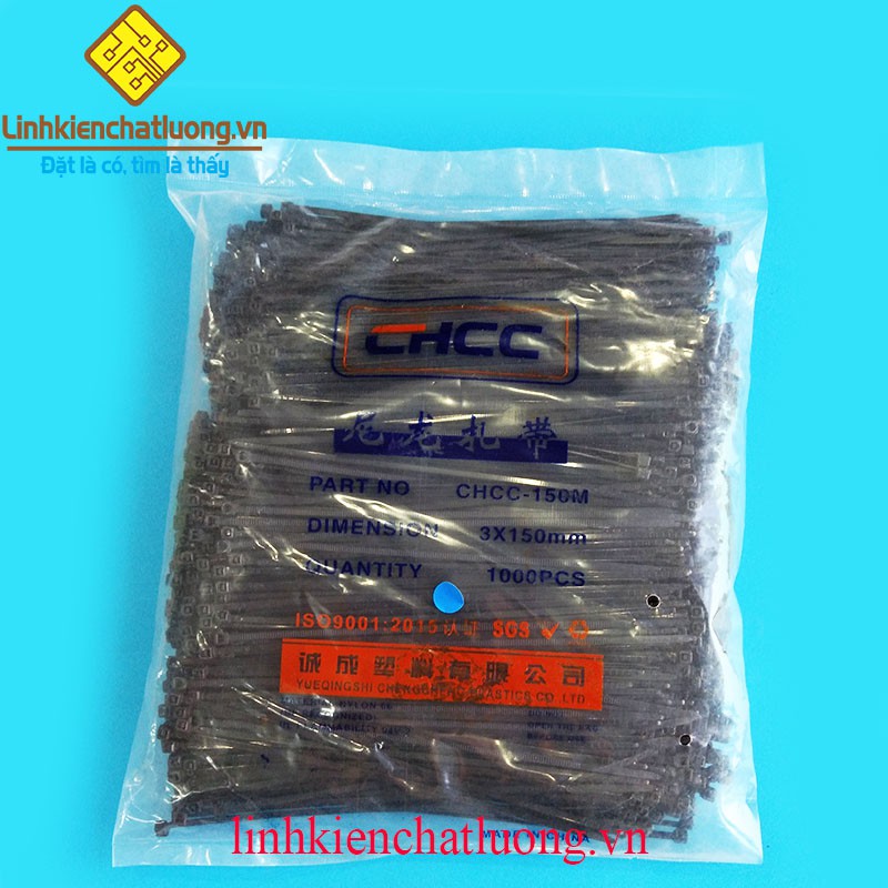 Dây thít nhựa 15cm 3x150 màu đen loại tốt (túi 1000c)