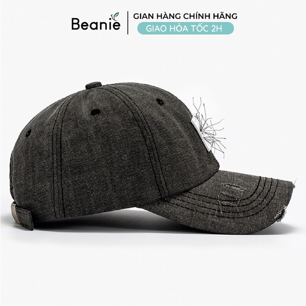 Mũ Lưỡi Trai Rách BEANIE Thêu Dệt Kim Vải Kaki Cao Cấp Unisex Nam Nữ, Nón Kết Lưỡi Chai Đẹp Hàn Quốc Màu Đen Be LT09