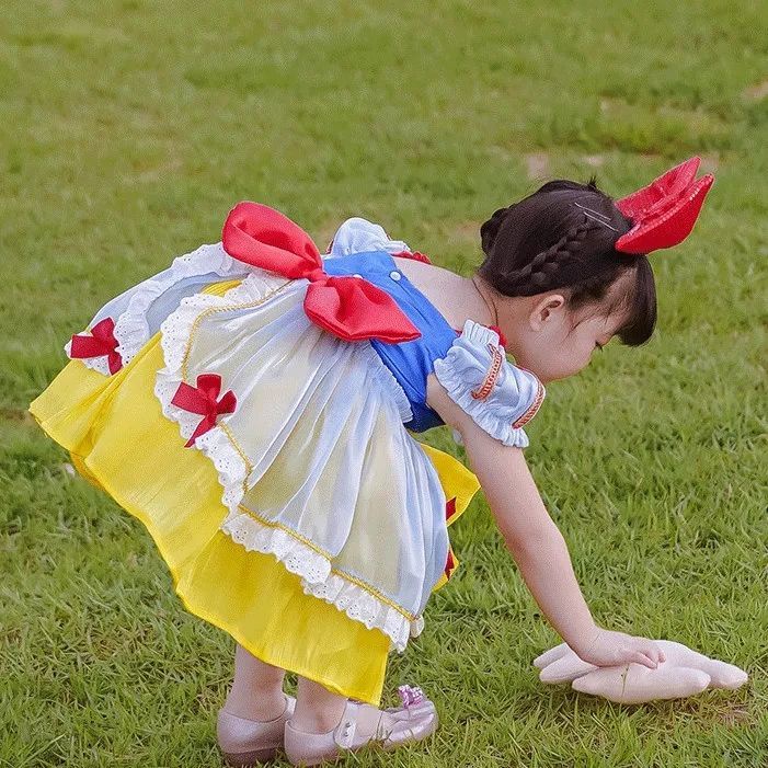Đầm Công Chúa Bạch Tuyết Tay Phồng Thời Trang Mùa Hè Xinh Xắn Cho Bé Gái