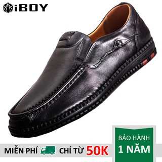 Giày lười nam IBOY IB22 mũi vuông thuộc dòng giày mọi nam chất liệu da bò cao cấp đế tăng chiều cao lịch sự siêu dẻo