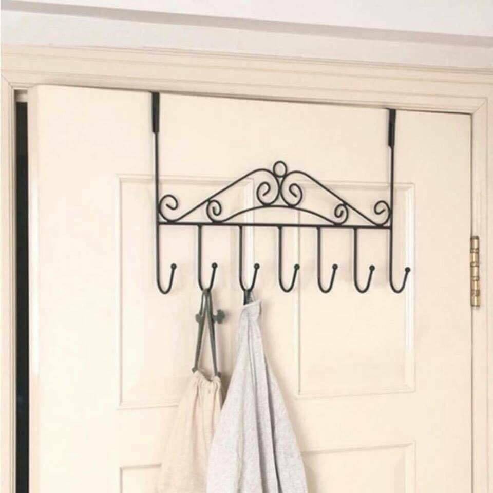 MÓC TREO SAU CỬA UỐN HOA VĂN 7 MÓC CON 39X23 CM