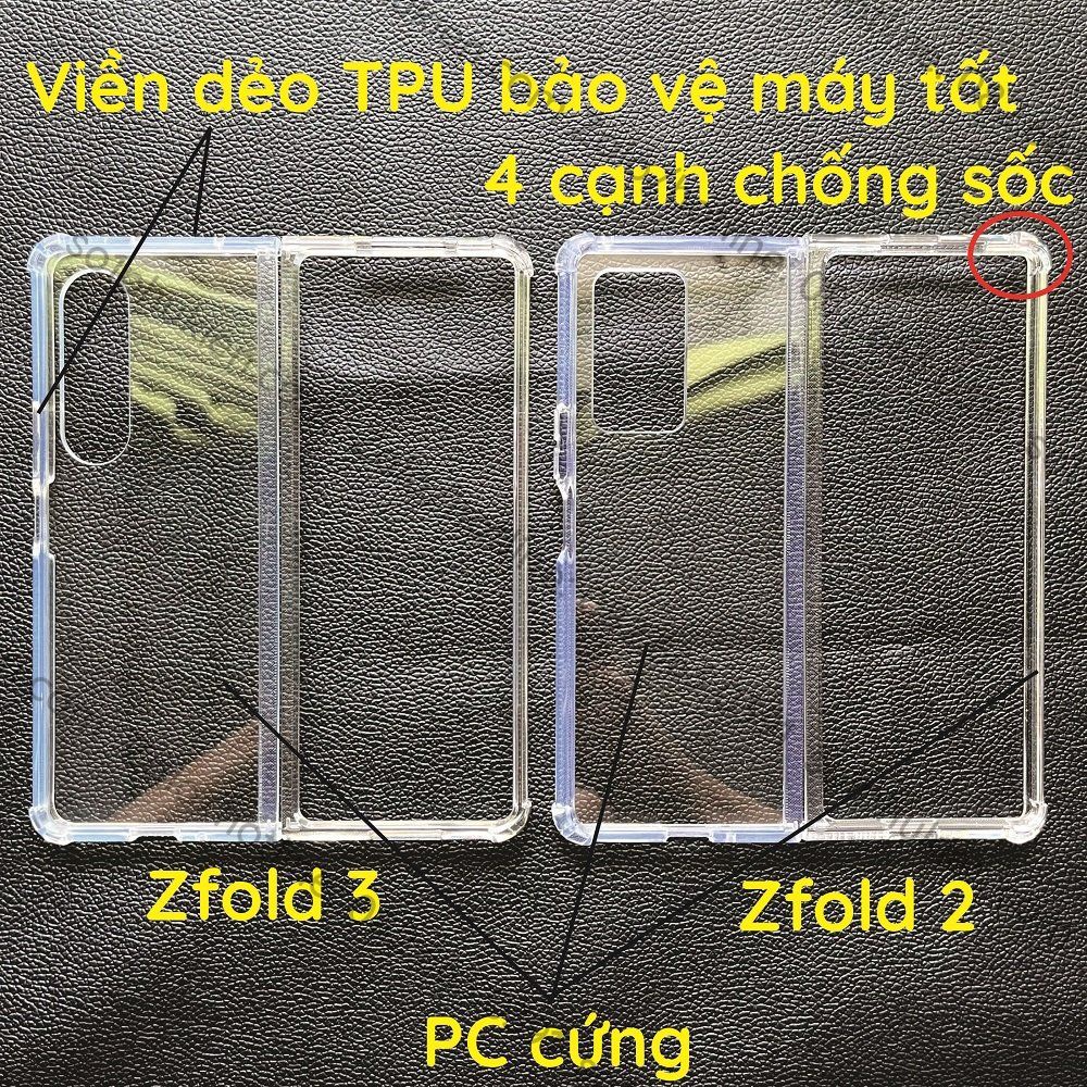 Ốp lưng Samsung Galaxy Z Fold 3 /Z Fold 2  viền dẻo tpu lưng pc trong suốt, chống sốc bảo vệ toàn diện