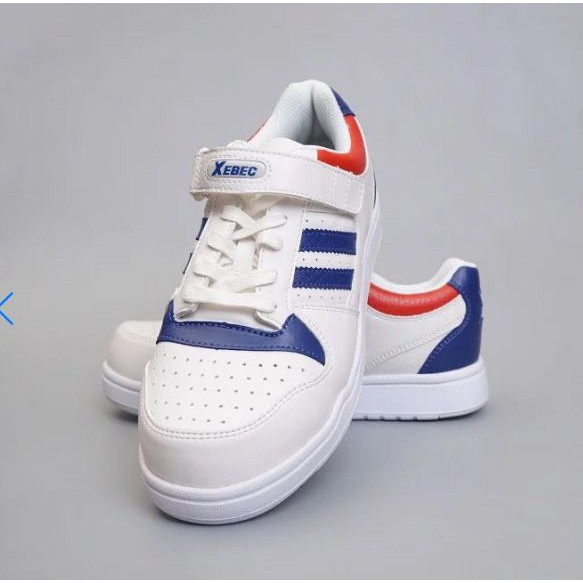 GIÀY SNEAKER XEBEC QUAI DÁN XUẤT DƯ, TRẮNG VIỀN XANH, GL79