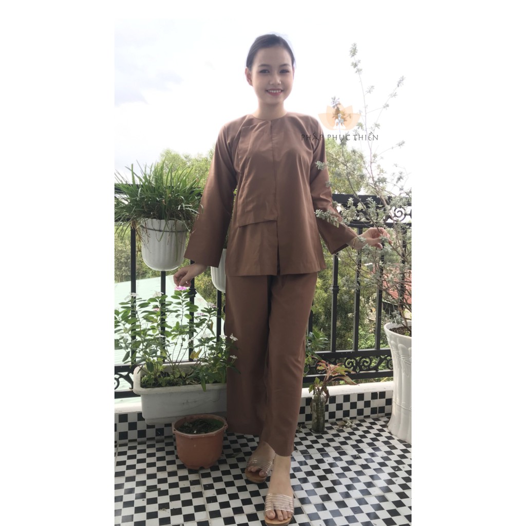 Áo Lam Đi Chùa Nữ, Vạt Hò Truyền Thống, Vải Loại Tốt Loại 1, Chất Vái Mát, Không Nhăn