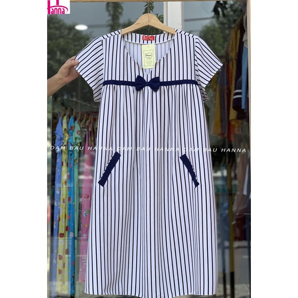 Váy bầu công sở big size HANNA, đầm bầu dáng suông có size từ 70-100kg chất vải cao cấp 1 lớp mềm mát không nhăn, có túi