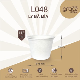 [HÀNG CHÍNH HÃNG] Chén chấm bã mía/ Ly bã mía 4oz (115ml) (GRACZ - THÁI LAN)