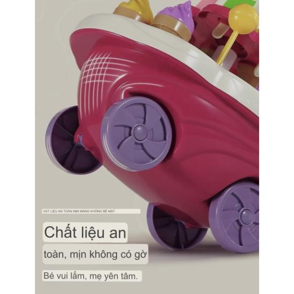 Đồ Chơi Xe Đẩy Kem, xe bán kem Cho Bé Có Đèn Nhạc 2 Tầng, 30 Chi Tiết