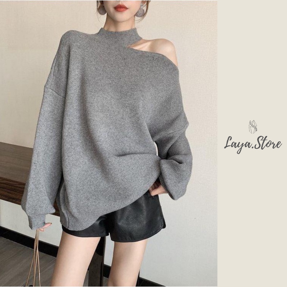 Áo NỈ khoét vai dáng rộng Laya.store - Áo NỈ dáng rộng cho nữ hottrent [Hàng có sẵn] G0114 | BigBuy360 - bigbuy360.vn