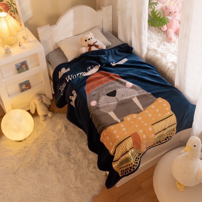 Chăn lông cừu loại dày cho bé, chăn dày, mịn, hình siêu xinh