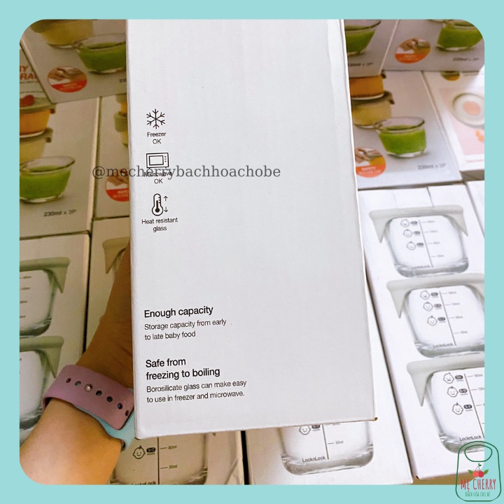 Hộp thủy tinh  LOCKnLOCK có chia vạch cho bé 230ml đựng đồ ăn dặm