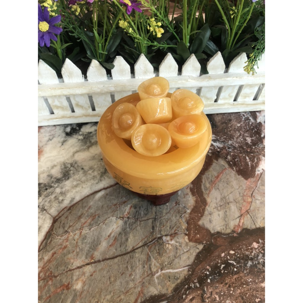 Bát tụ bảo phong thủy đá ngọc hoàng long - Đường kính 10 cm