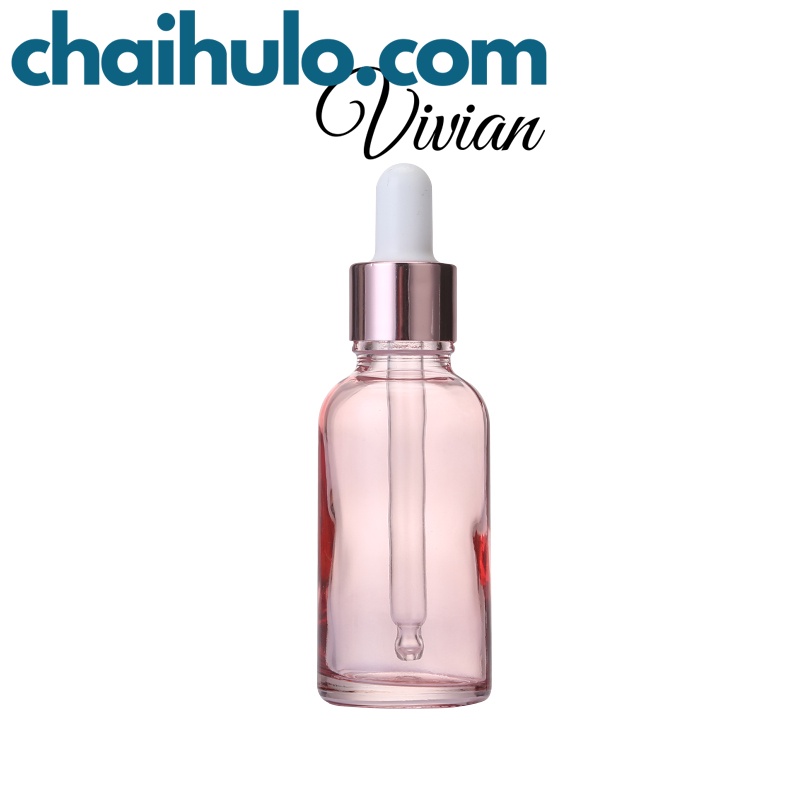 Chai lọ đựng tinh dầu, chai chiết serum, mỹ phẩm thủy tinh màu hồng - Hàng loại đẹp, sang trọng, hiện đại