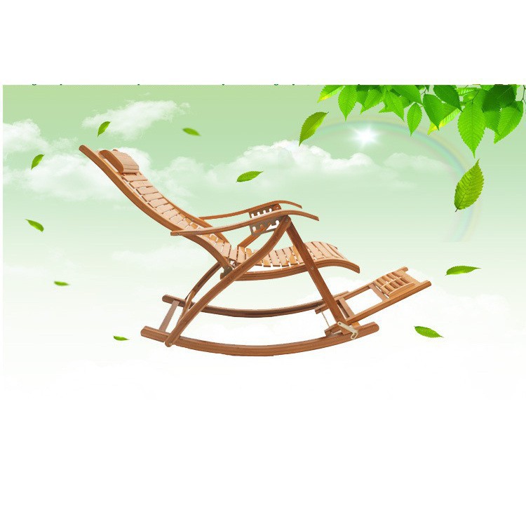 Ghế bập bênh thư giãn bằng gỗ - Ghế xếp tựa lưng nằm bập bênh