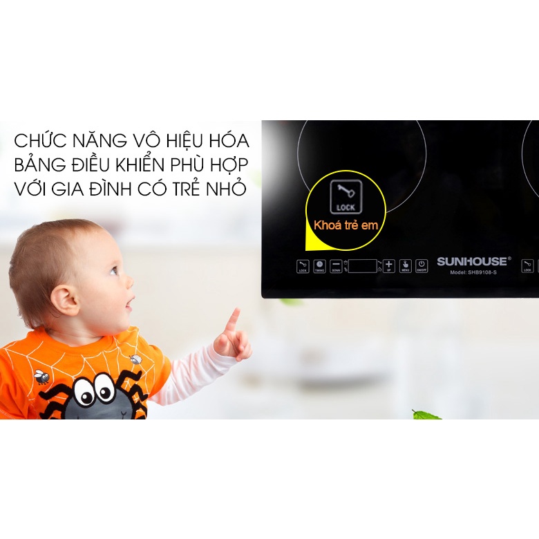 Bếp đôi điện từ Sunhouse SHB9108S