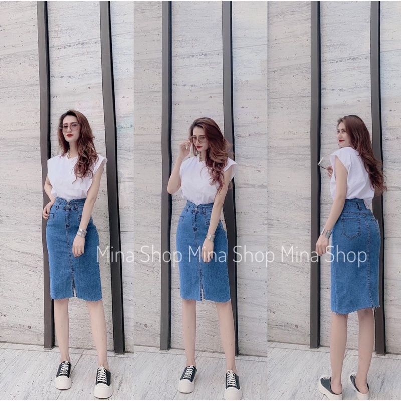 Chân Váy Jean bó 1 khuy ❤️ SALE❤️Jean loại 1, thiết kế cao cấp sang trọng, bó eo lên dáng | BigBuy360 - bigbuy360.vn