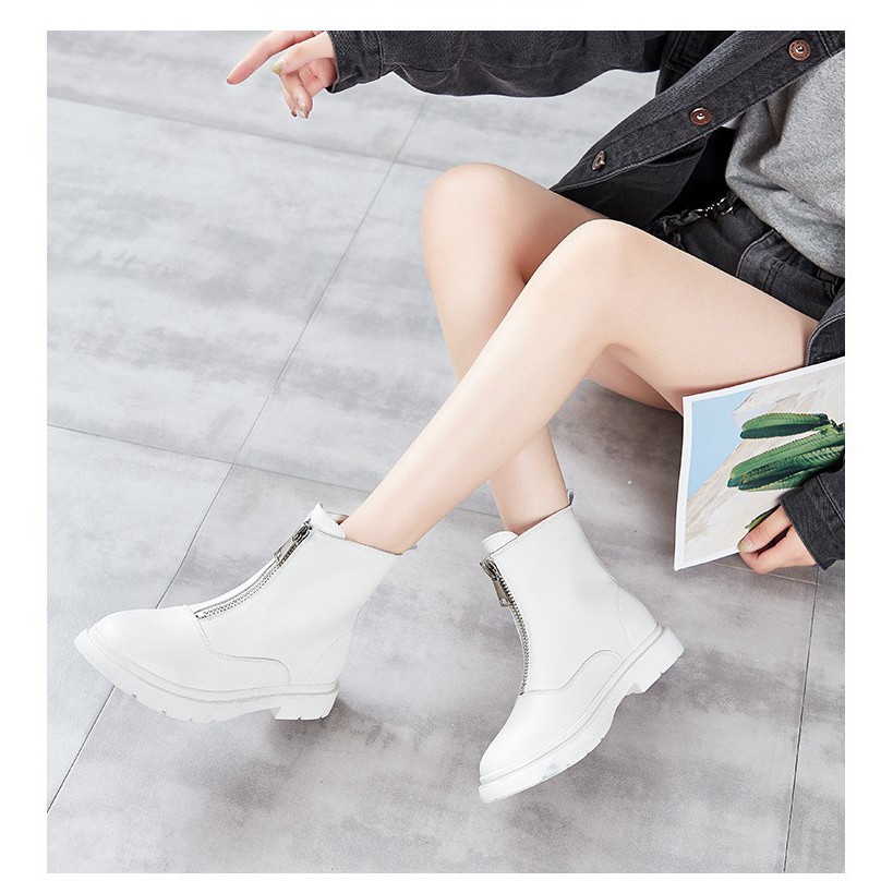 Giày baby nữ SS21  Cổ cao đế tăng chiều cao 4cm bằng da - trắng và đen | BigBuy360 - bigbuy360.vn