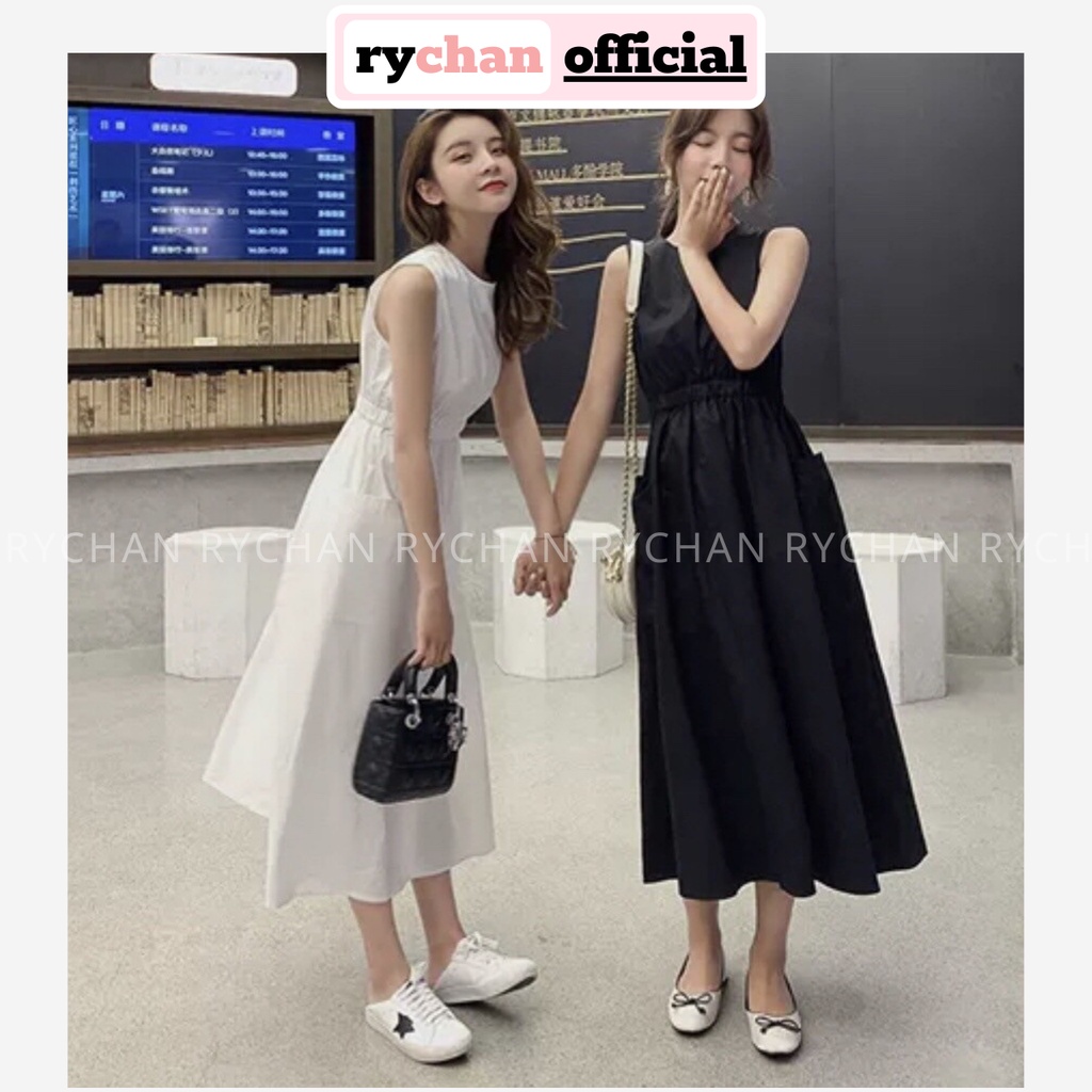 [ẢNH THẬT CUỐI] DX212 - Đầm Xòe Đi Dạo Biển Sát Nách Nhún Eo 2 Màu