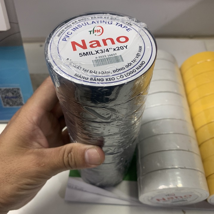 10 Cuộn Băng Keo Điện NANO Đài Loan 20 Yard, Băng Keo Cách Điện Chống Nước Nhiều Màu