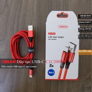 Dây sạc USB Type C dài 2m hỗ trợ sạc nhanh Qualcomm Quick Charge Galaxy Note 8 S9 S10 S20 máy cổng Type-C C1C200