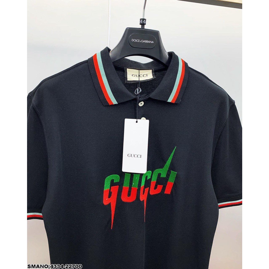 Áo Polo Nam Tay Lỡ GUCCi - Áo Phông Cổ Bẻ Tay Lỡ Hai Màu Xanh Trắng Siêu Chất MT10