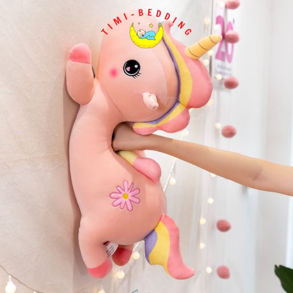 Gấu bông ngựa hồng pony ngộ nghĩnh đáng yêu đáng đồng tiền bát gạo kích thước 80cm và 100cm - Timibedding