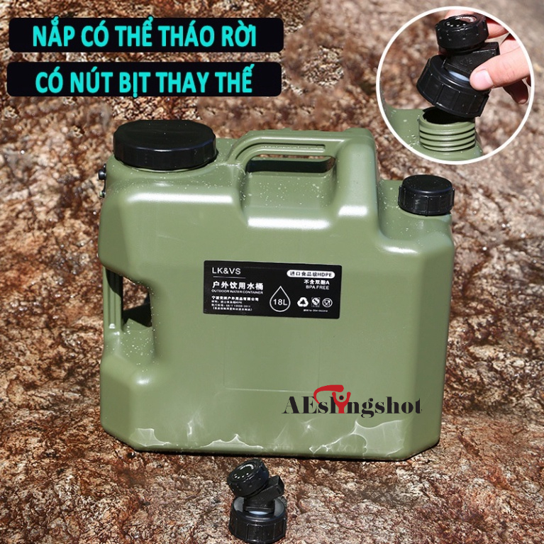 Bình đựng nước cắm trại du lịch dã ngoại di động ngoài trời, có van khóa, có vòi nối dài tiện lợi - DCP9