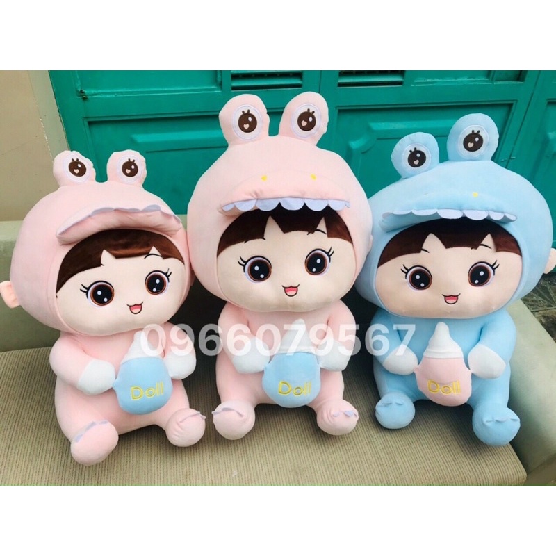 Gấu Bông Em Bé Khủng Long Ôm Bình Sữa, 100% Gòn Siêu mềm mịn Hàng cao Cấp
