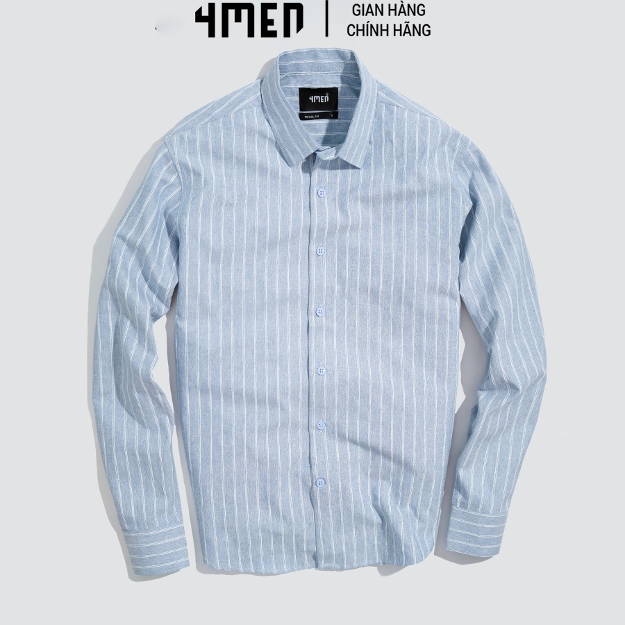 Áo sơ mi nam kẻ sọc 4MEN SM039 dài tay, vải Oxford và Cotton mềm, nhẹ, bền, thoáng mát | BigBuy360 - bigbuy360.vn