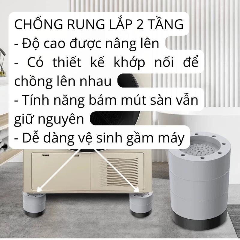 Bộ 4 chân kê máy giặt chống rung, chân đế tủ lạnh, giá đỡ nâng chiều cao đa năng
