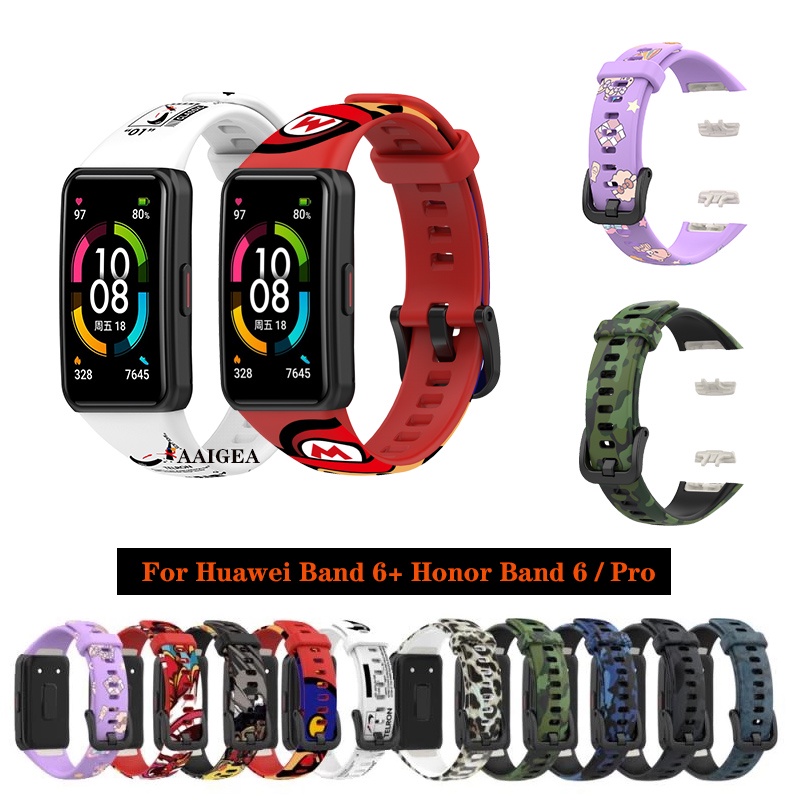 Dây Đeo Silicone Họa Tiết Rằn Ri Cho Đồng Hồ Thông Minh Huawei Band 6 / Honor Band 6 Pro