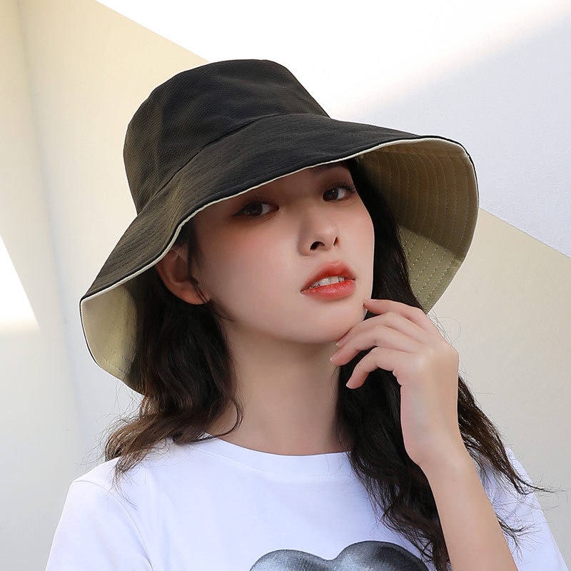 Nón Bucket Vành Rộng Che Nắng Hai Mặt Thời Trang Cho Nữ