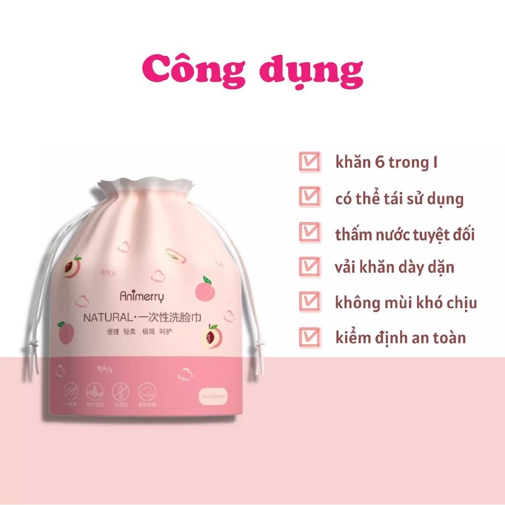 Khăn lau mặt khô Animerry dùng 1 lần lau khô, lau ướt , Khăn tẩy trang mềm mại