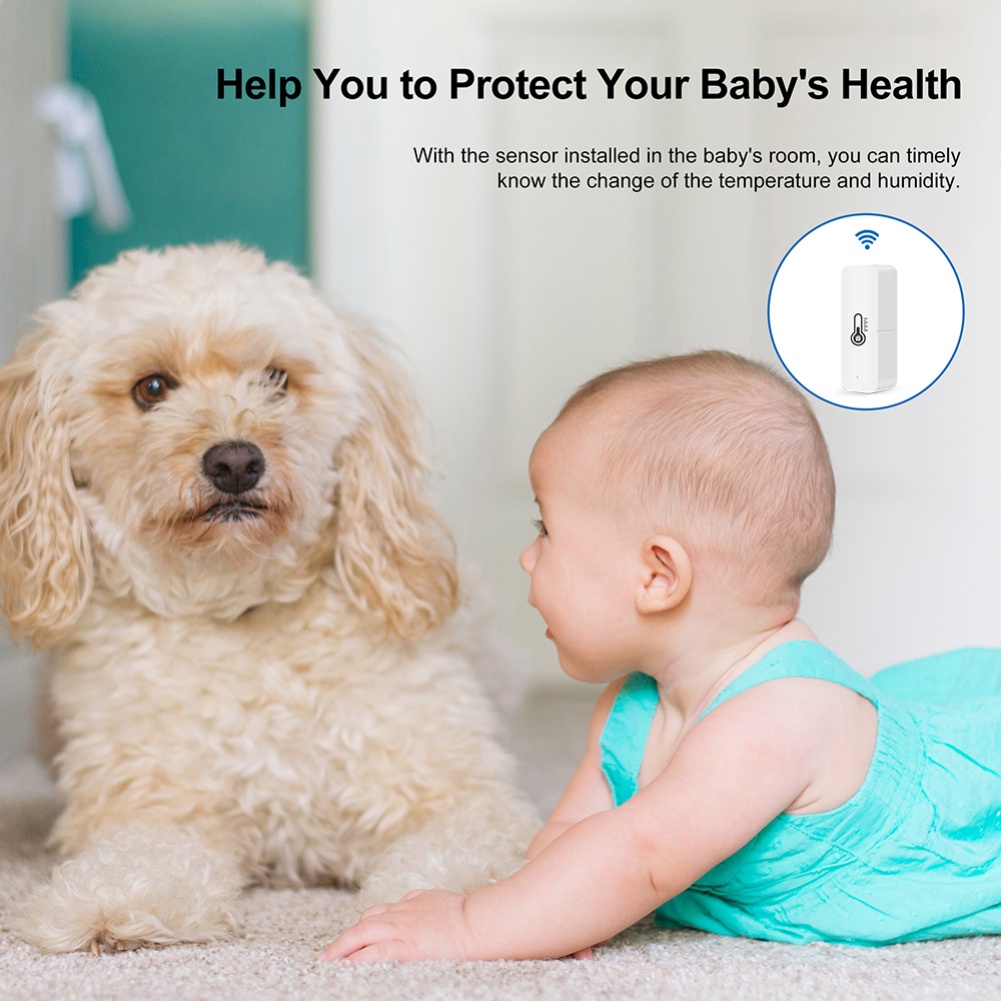 Cảm biến nhiệt độ và độ ẩm AUBESS cho nhà thông minh Wifi Smartlife Tuya tương thích Alexa Google Home