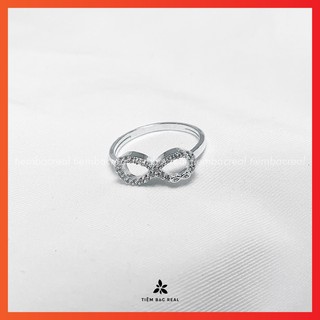 Nhẫn vô cực viền đá tinh tế, nhẫn bạc thiết kế trẻ trung năng động