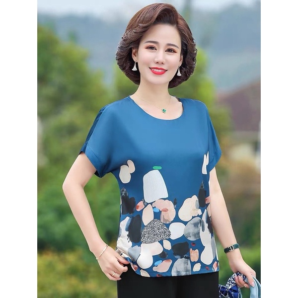 Set bộ áo và quần chất liệu vải cao cấp siêu nhẹ mịn mát big size, quà tặng cho mẹ cô dì chị