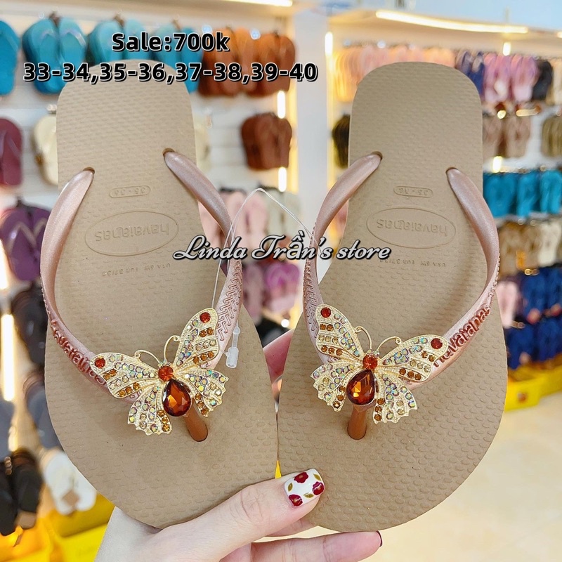 dép HVN trơn mix charm phượng cam