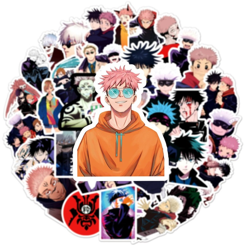 Bộ 50 hình dán hình anime Jujutsu Kaisen bằng PVC trang trí thấm nước