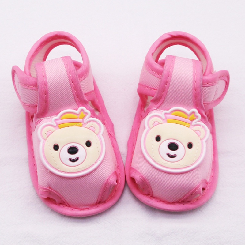 Xăng đan Cotton Đế Mềm Khoét Lỗ In Họa Tiết Gấu Hoạt Hình Cho Bé Trai Gái Tập Đi