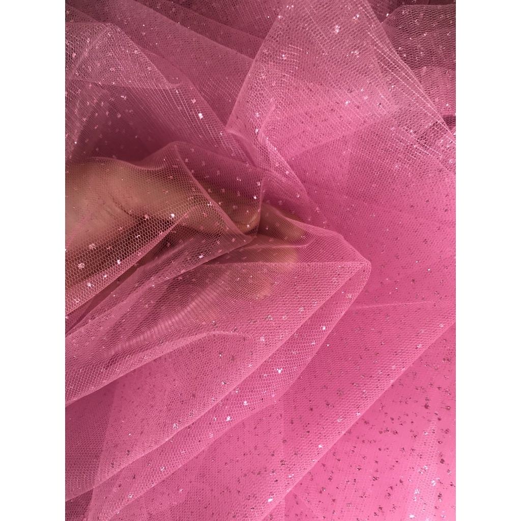 ✨ GIÁ SỈ ✨ Vải voan lưới nhũ lấp lánh nhiều màu trắng/đen/xanh than/hồng đỗ/hồng/nâu đồng... may váy đầm khổ 1m5 giá rẻ