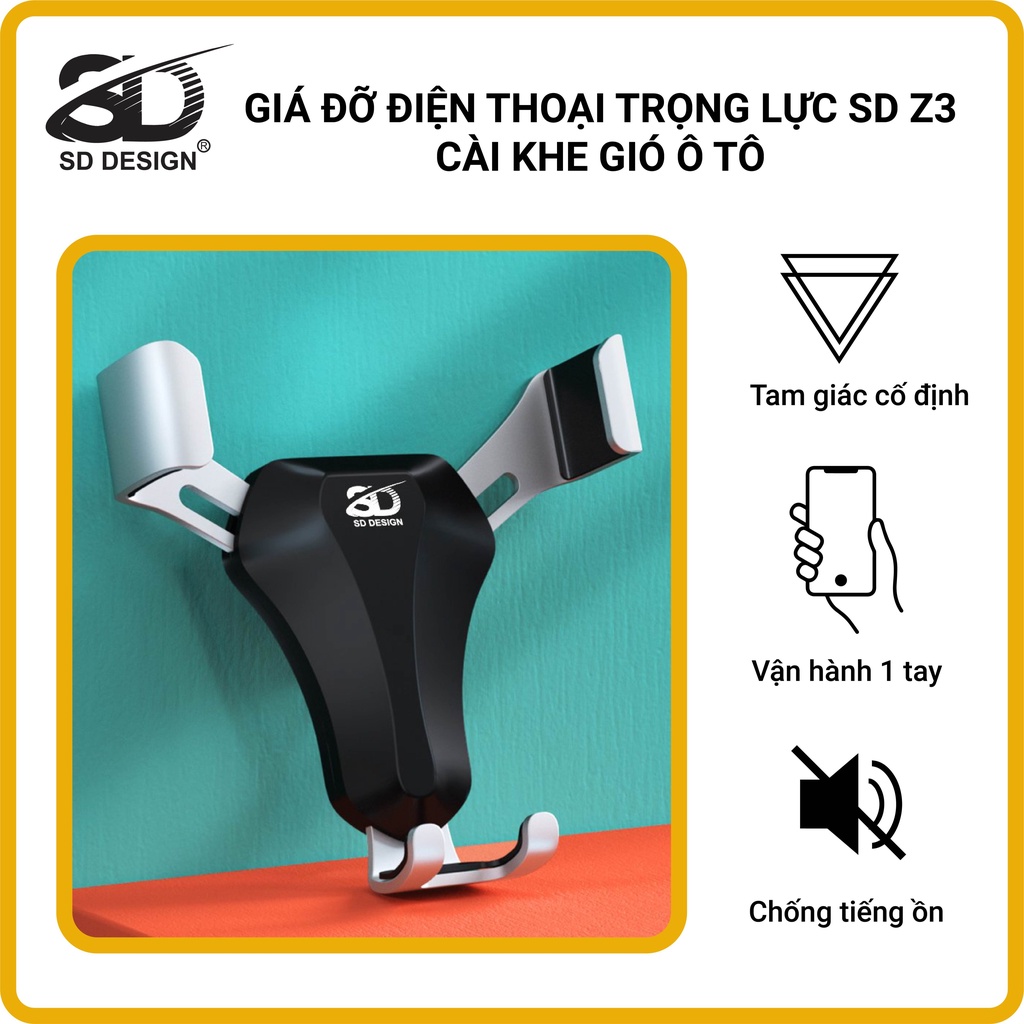 Giá Đỡ Điện Thoại Trọng Lực Z3 Cài Khe Cửa Gió Điều Hòa Trên Ô Tô Chính Hãng SD Design Thiết Kế Đẹp Chắc Chắn Tiện Lợi