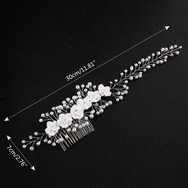 Vòng Hoa Đội Đầu Đính Ngọc Trai Giả Thanh Lịch Cho Cô Dâu