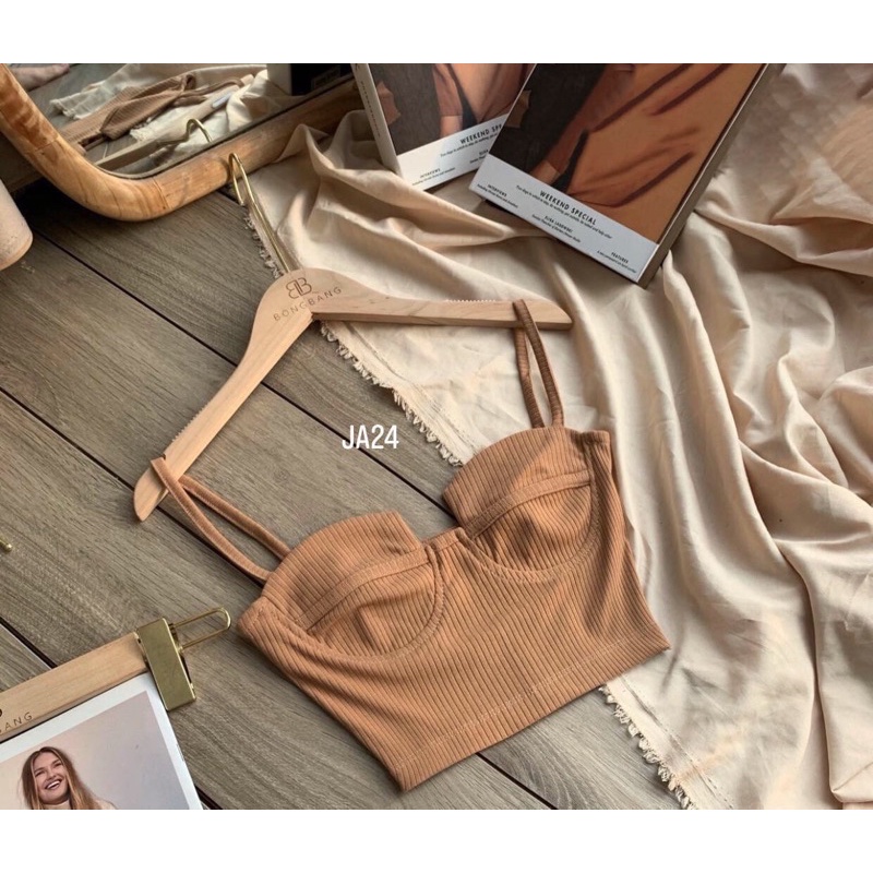 Áo 2 dây gân trơn ,Áo 2 dây cúp ngực croptop sexy đủ màu freesize