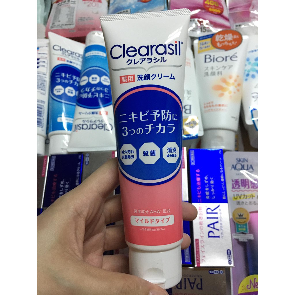 Sữa rửa mặt ngừa mụn Clearasil Nhật Bản 120g (Dành cho DA NHẠY CẢM)