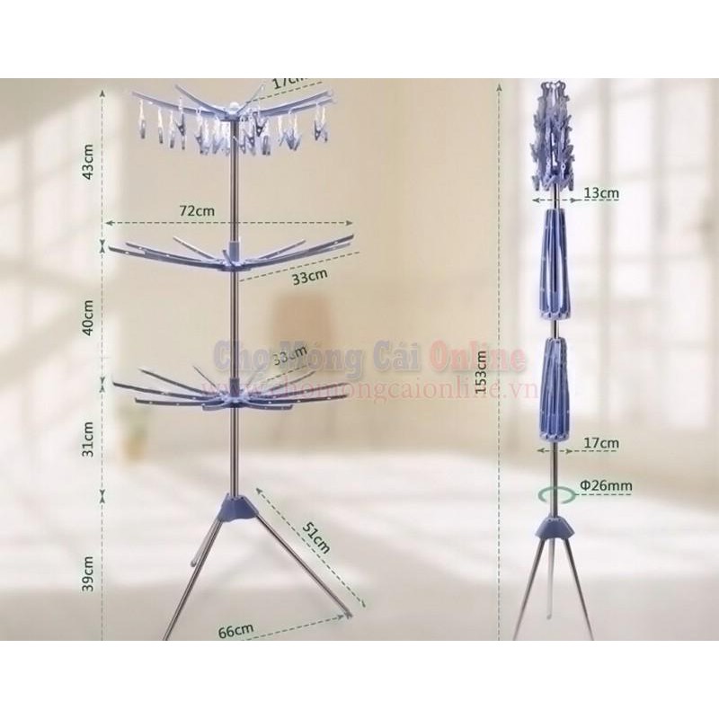 Cây sào phơi đồ gấp gọn đa năng 3 tầng, treo đồ cho trẻ em, bé sơ sinh